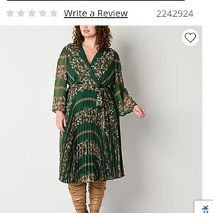 Danny & Nicole  Womens 3/4 Sleeve Floral Midi Fit pleated+ Flare Dress